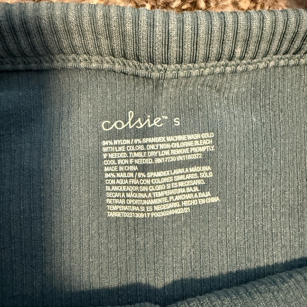 Colsie Ribbed Teal Crop Top - Picture 2 of 3
